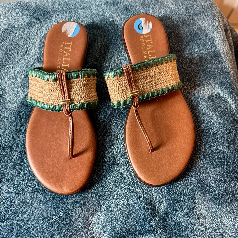 Italina Brown and Green Women's Sandals